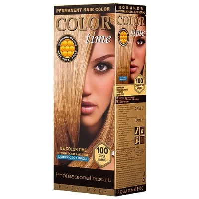 Abbildung von COLOR TIME Permanente Haarfarbe 100 Superblond Angereichert mit Gelée Royale und Vitamin C Haarfärbung 100% Grauabdeckung ml