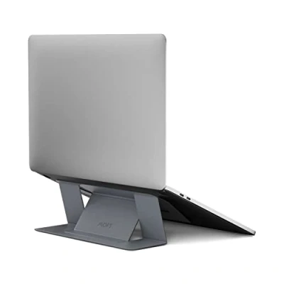 Abbildung von MOFT Laptop Ständer, Unsichtbarer Schlanker Verstellbarer Ständer für den Schreibtisch, Tragbarer Notebook kompatibel mit Laptops bis zu 16&quot;, Grau