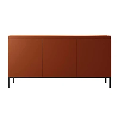 Abbildung von Selsey Bemmi Sideboard Kommode 3 türig, Ziegelrot mit Metallbeinen, 150 cm