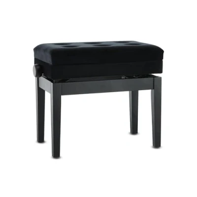 Abbildung von GEWA Pianobank Deluxe Compartment (Massivholz, Bruchlast von 2 Tonnen, Sitzfläche 52x30 cm, präzise Scherenmechanik, Höhe 48 bis 57 cm), schwarz matt