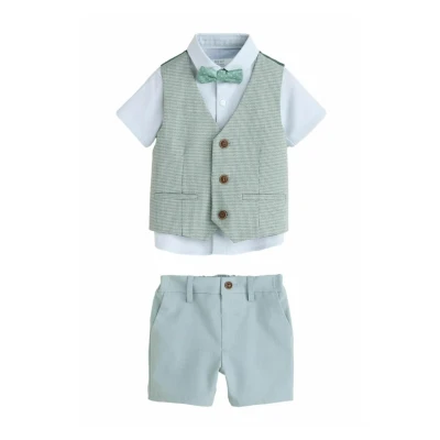 Abbildung von Next Regular FIT AND SET Shorts für Kinder, Größe: 74, Sage green puppytooth
