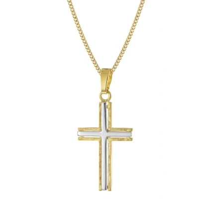 Abbildung von trendor 68490 Kreuz Anhänger 585 Gold Bicolor mit goldplattierter Silberkette