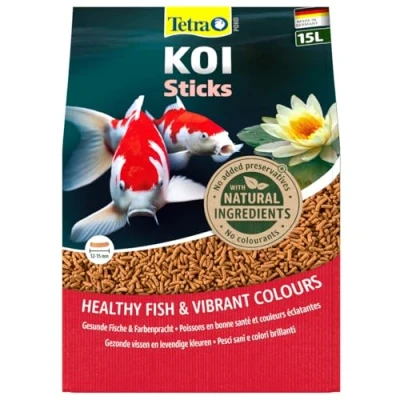 Abbildung von Tetra Pond Koi Sticks Futter für farbenprächtige Fische und eine verbesserte Wasserqualität, 15 L Beutel