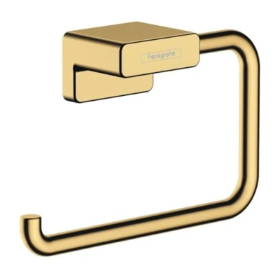 Abbildung von hansgrohe Toilettenpapierhalter AddStoris, Klopapierhalter ohne Deckel, Polished Gold Optic