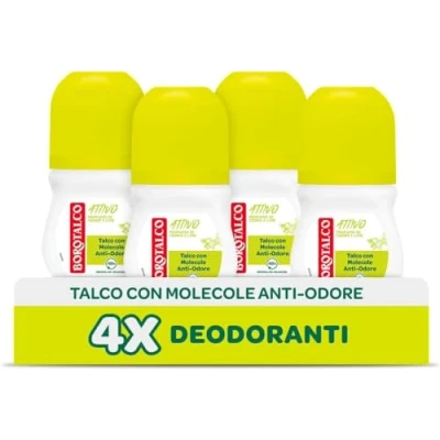 Abbildung von Borotalco, Deodorant Roll On Aktiv Gelb, Talkum mit geruchshemmenden Molekülen, frische Wirksamkeit, 48h ohne Alkohol, Duft von Zeder und Limette 4 Stück à 50 ml Exklusiv Amazon