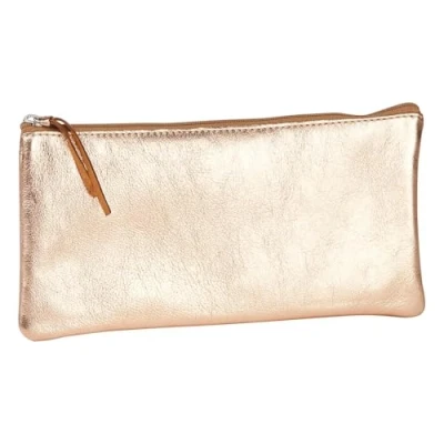 Abbildung von Clairefontaine 8700C Schlampermäppchen (mit Perlmutt Effekt flach, 22 x 11cm, praktisch und robust, aus Leder) 1 Stück kupfer
