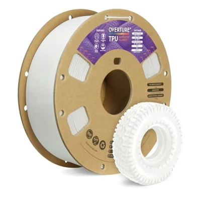 Abbildung von OVERTURE TPU Filament 1.75 mm, Flexible Rolle Weiches 3D Drucker Filament, 95A 1kg Spule (2.2 lbs), Maßgenauigkeit +/ 0,02 mm (Weiß)