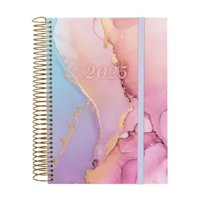 Abbildung von Finocam Spiral Design Kalender Kollektion 2025, 1 Tag pro Seite, Januar 2025 Dezember (12 Monate) Goldy Französisch