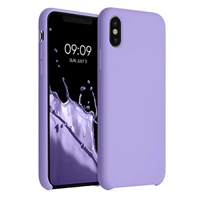 Abbildung von kwmobile Hülle kompatibel mit Apple iPhone X Silikon Handy Case Handyhülle weiche Oberfläche kabelloses Laden Veilchen Lila