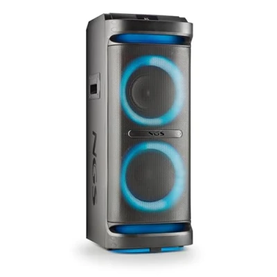 Abbildung von NGS Wild Space 2 Tragbarer Lautsprecher 2000W Bluetooth 5.3, TWS, 10&quot; Subwoofer + 6,5&quot; 1&quot; Hochtöner, RGB LED Leuchten, Doppelmikrofon, USB/AUX Eingang, Fernbedienung, Xdrive Funktion