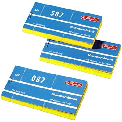 Abbildung von Herlitz 892703 Nummernblöcke 1 1000 Nummer 10x100 Abrisse (10x100 Abrisse, gelb)