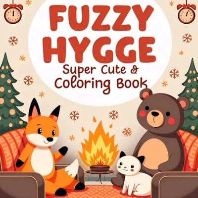 Abbildung von Fuzzy Hygge: Cute and Cozy Coloring Book for Adults &amp; Teens Featuring 34 Adorable Animals Characters Stress Relief Autumn Scenes