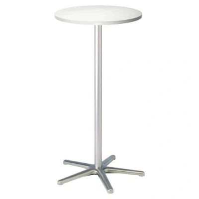 Abbildung von Maul Stehtisch Ø60x110cm Ergonomischer Tisch für Arbeiten im Stehen Tischplatte 60 cm Stehpult Büro, Bistro und Küche Stabiler Sternfuß aus Aluminium Gestell Silber Platte Weiß