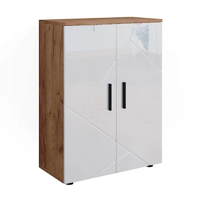 Abbildung von Vicco Midischrank Irma, Eiche/Weiß Hochglanz, 60 x 81 cm