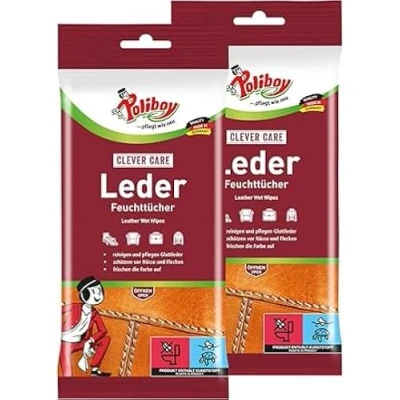 Abbildung von POLIBOY Leder Feuchttücher Zur Pflege und Reinigung von Glattleder 2x 20 Tücher