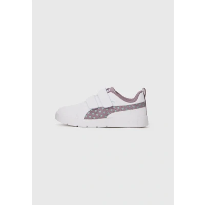 Abbildung von Puma Courtflex V3 Dotty Unisex Laufschuh Trail für Kinder, Größe: 33, White/plum jam/light moss Schuhe