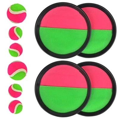 Abbildung von TIMESETL 10Stück Klettball Set, Neopren Set Klett Ball Catchball mit 4 Fangscheiben Ø 18,5cm, 2 Klettbällen 6,5cm und 4,5cm