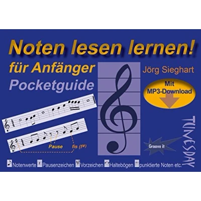 Abbildung von Noten lesen lernen Pocketguide für Anfänger inkl. MP3 Download &amp; Video!