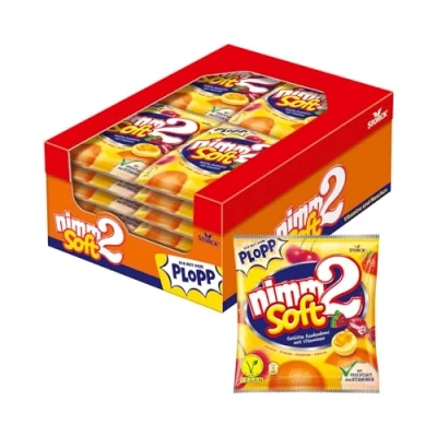 Abbildung von nimm2 Soft 20 x 195g Gefüllte Kaubonbons in vier Sorten mit Fruchtsaft und Vitaminen