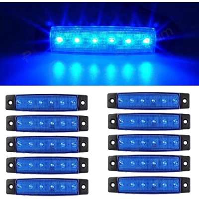 Abbildung von GSRECY 10 Stück 3,8&quot; 6 Led Side Marker Trailer Lights Für LKW, EMARK CE Diy Licht, Rear Light, Truck Cab Lights, RV Light (24V, Blau)