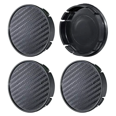 Abbildung von Set 4 Stück x 60mm Nabenkappen Carbon Radkappen Kappen Felgenkappen(Carbon Schwarz, SCHWARZ)