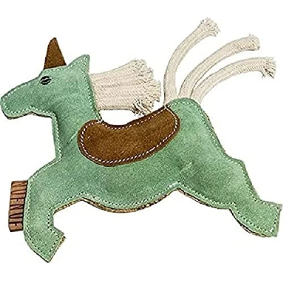 Abbildung von NUFNUF Lederspielzeug Einhorn Pink für Welpen alle Hunde Spielzeug aus Naturprodukten ungefährliches langer Spaß