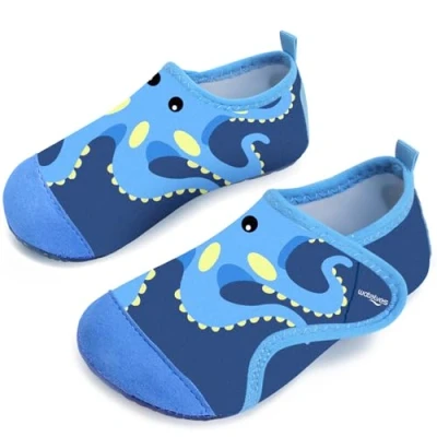 Abbildung von Badeschuhe Kinder Strandschuhe Schwimmschuhe Jungen Baby Wasserschuhe Schnell Badesoken Aquaschuhe Trocknend Barfuss Schuhe（Oktopus Blau 22/23）