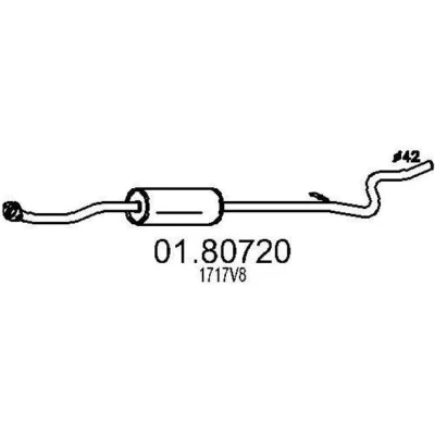 Abbildung von MTS 01.80720 Mittelschalldämpfer 1970 PEUGEOT: 1007 Schrägheck, CITROËN: C2 Schrägheck