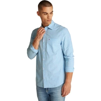 Abbildung von Tommy Jeans Herren Hemd Poplin Check Langarm, Mehrfarbig (Sugarplum Blue), XXL