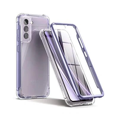 Abbildung von SURITCH für Samsung S21 FE Hülle Schutzhülle 360Stoßfest Transparent Front Und Rückenschutz Handyhülle TPU Bumper Eingebautem Displayschutz Galaxy 5G 6,4 Zoll Lila