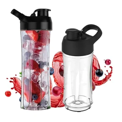 Abbildung von Steinborg Standmixer mit To Go Becher Smoothie Maker Mixer 600 ML Glaskrug + 570 BPA Frei 500 Watt Blender Zerkleinerer 6 Fach Edelstahl Messer (Ersatzbehälter Set 400 ML)