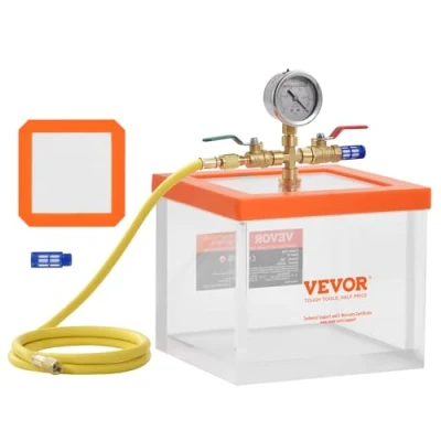 Abbildung von VEVOR 2 Gallonen Vakuumkammer, verbesserte Mehrzweck Vakuum Entgasungskammer aus Acryl, transparente für Harzentgasung, Kieselgel Entgasung, Gips Entgasung und Vakuumextraktion