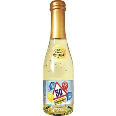 Abbildung von AV Andrea Verlag Piccolo mit Blattgold Alles Gute zum 50 Geburtstag für Frauen als Geburtstagsgeschenk Sekt 22 Karat Goldflocken Gold 0,2 l, 10% vol. alk.