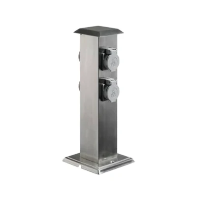 Abbildung von Garten Steckdosensäule aus Edelstahl, Outdoor, IP44, mit 4 Steckdosen, Höhe 40 cm, (Edelstahl, cm)