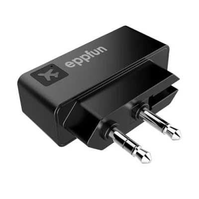 Abbildung von [Upgraded] eppfun AK3046E Pro Bluetooth5.2 Transmitter für Flugzeuge, Dual Connection Wireless Audio Adapter mit aptX LL/Aptx HD/Aptx Adaptive Ohrhörer/Kopfhörer im Flugzeug, Fitnessstudio