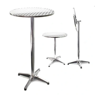 Abbildung von Wiltec höhenverstellbarer Stehtisch 74/114 cm Ø 60 cm, klappbarer Bistrotisch, 2 in 1 Outdoortisch, Aluminium Bartisch, Partytisch