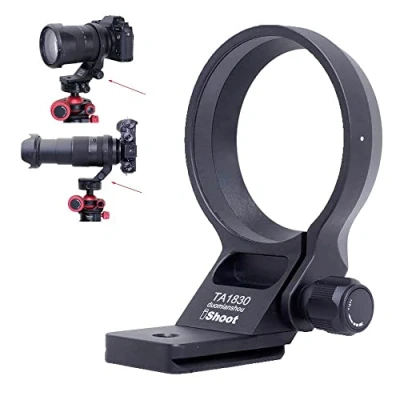 Abbildung von iShoot Metall Objektiv Stativ Halterungsring kompatibel mit Tamron 18 300 mm f/3.5 6.3 Di III A VC VXD B061 X/E Halterung, Halterung unten ist Arca Swiss Fit Schnellwechselplatte Schwalbenschwanz