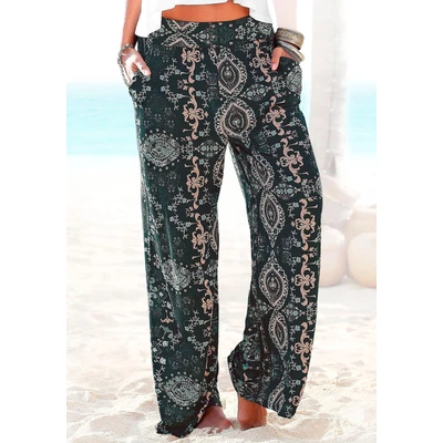 Abbildung von LASCANA Strandhose mit Ethnoprint und Taschen, Wide Leg, Marlenehose
