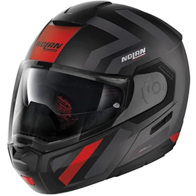 Abbildung von Nolan N90 3 Laneway N Com Klapphelm (Black Matt/Red,S (56))