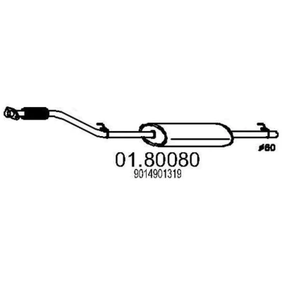 Abbildung von MTS 01.80080 Mittelschalldämpfer 2420 MERCEDES BENZ: Sprinter 3 T Pritsche/Fahrgestell, 2 Bus, Bus