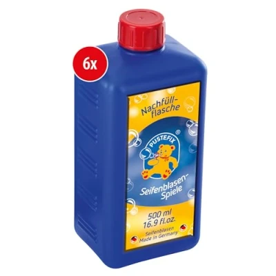 Abbildung von PUSTEFIX Nachfüllflasche Midi I 6 x 500 ml Seifenblasenflüssigkeit Bubbles Made in Germany Seifenblasen für Hochzeit, Kindergeburtstag, Polterabend Kinder &amp; Erwachsene