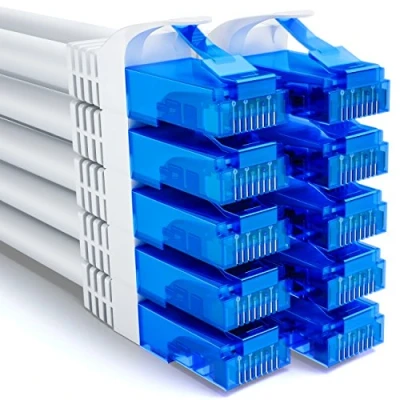 Abbildung von deleyCON 10x 0,25m CAT6 Netzwerkkabel Set Kurzes 25cm U UTP RJ45 CAT 6 LAN Kabel Patchkabel Ethernetkabel DSL Switch Router Modem Repeater Patchpanel Weiß