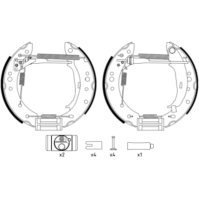 Abbildung von TEXTAR Shoe Kit Pro 84068800 Bremsensatz, Trommelbremse mit Radbremszylinder, Stellelement MITSUBISHI: COLT 6