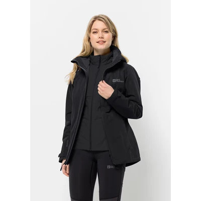 Abbildung von Jack Wolfskin Bergland 3IN1 Outdoorjacke, Damen, Größe: Medium, Black