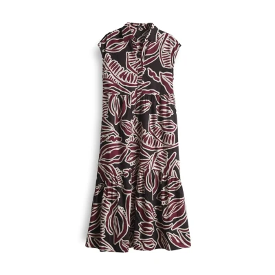 Abbildung von OPUS Relaxed FIT MIDI Lockere Passform Blusenkleid, Damen, Größe: 44, Cassis