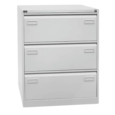 Abbildung von Bisley Light Hängeregistraturschrank, doppelbahnig, DIN A4, 3 HR Schubladen, Stahl, 645 Lichtgrau, 62.2 x 80 101.6 cm