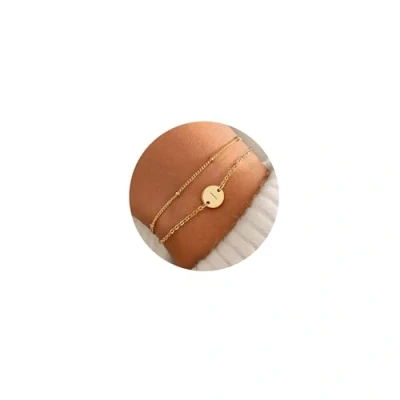 Abbildung von TINGN Gold Armband Mädchen, 18K Gefülltes Geschichtetes Perlen Buchstaben I Armbänder Damen Personalisiertes Charm Schmuck Geschenke für Frauen Teenager Mädchen