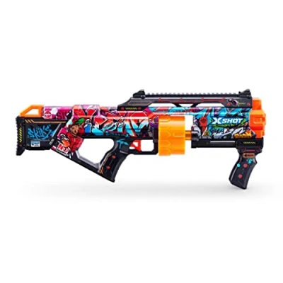 Abbildung von X Shot Skins Last Stand Graffiti Federdruck Dart Blaster mit Trommelmagazin, 16 Darts &amp; einzigartigem Aussehen