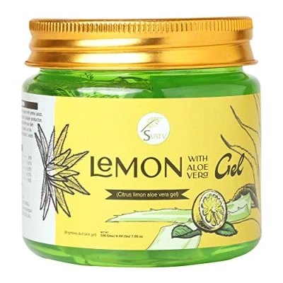 Abbildung von SVATV Lemon Aloe Vera Gel Reduziert Hautrötungen Verbessert den Hautton dunkle Flecken Füllt Hautzellen Paraben &amp; Sulfatfrei 200g