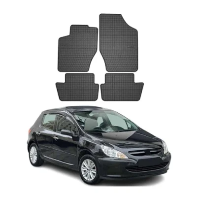 Abbildung von OMAC Gummi Fußmatten kompatibel mit Peugeot 307 2001 2008 Automatten Schwarz 4tlg